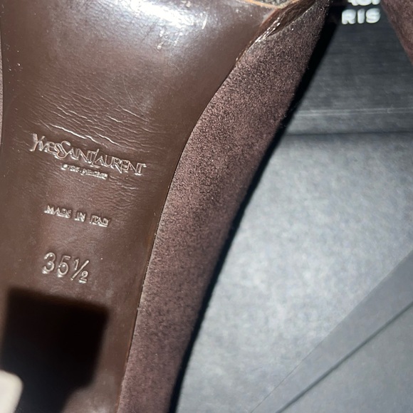 Saint Laurent Dark Brown Suede Heels - Picture 6 of 6